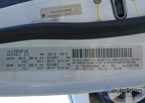 2016 Jeep Compass Sport z USA, uszkodzony, nr VIN 1C4NJCBAXGD568401